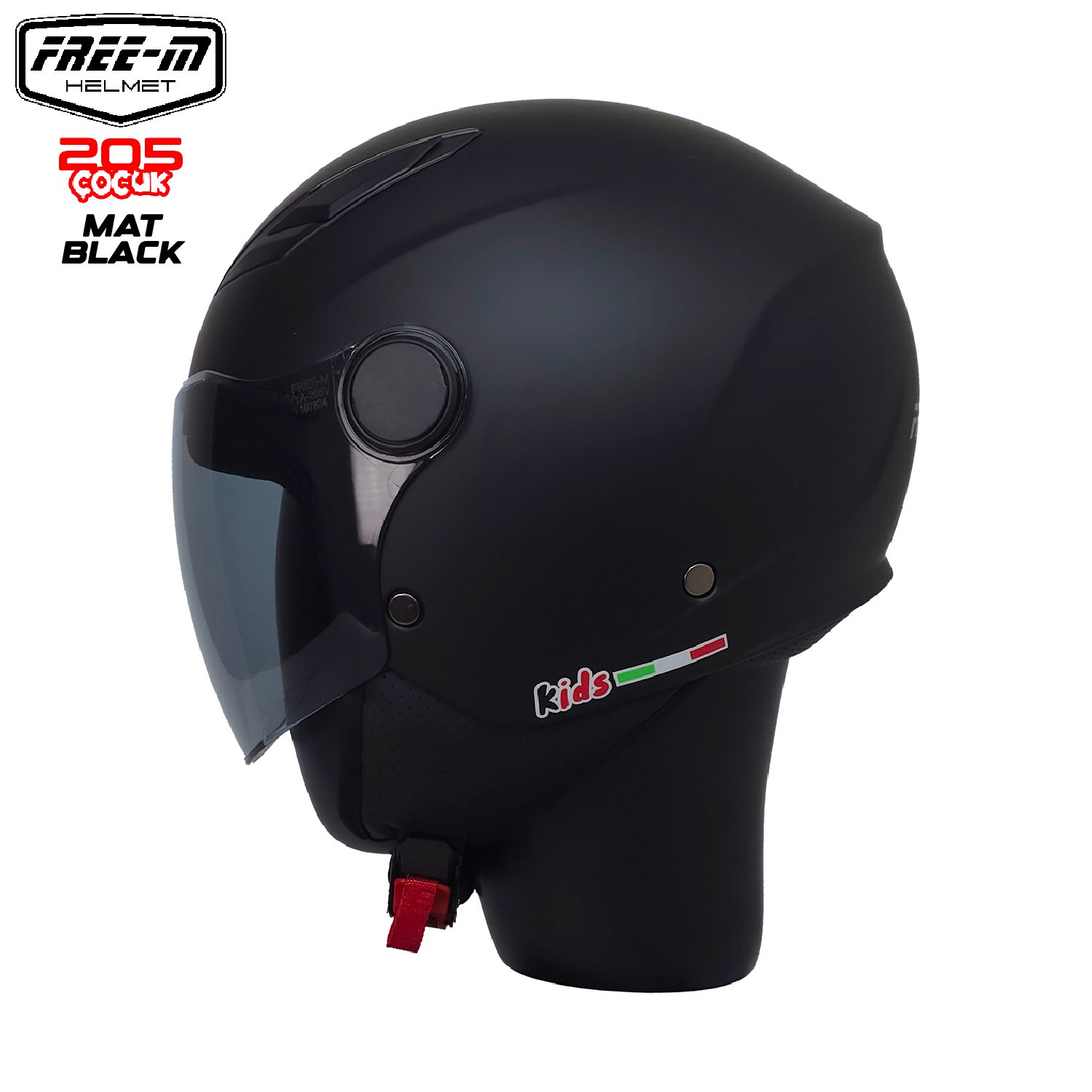 FREE-M FR-215 Çocuk Yarım Kask MAT BLACK
