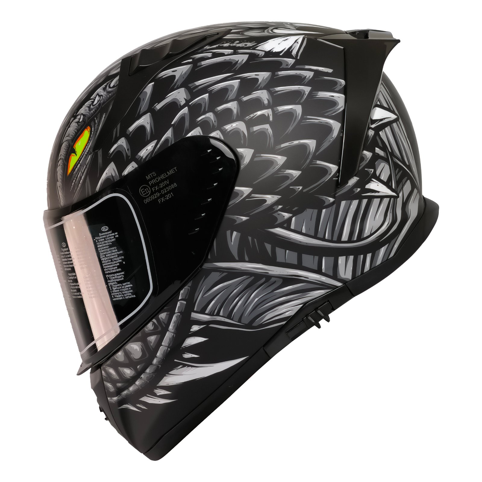 MTS M-801 SNAKE Full Face Kask DRAGLAX GREY